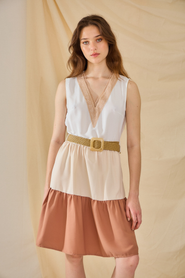 Wholesaler Rosa Fashion - Short tricolor dress