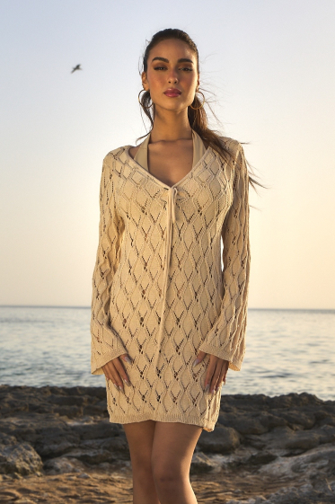 Wholesaler Rosa Fashion Crochet - Long sleeve crochet dress