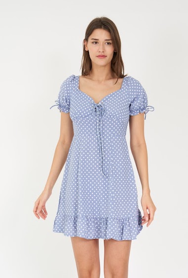 Großhändler Rosa Fashion - Kleid mit Polka-Dot-Print