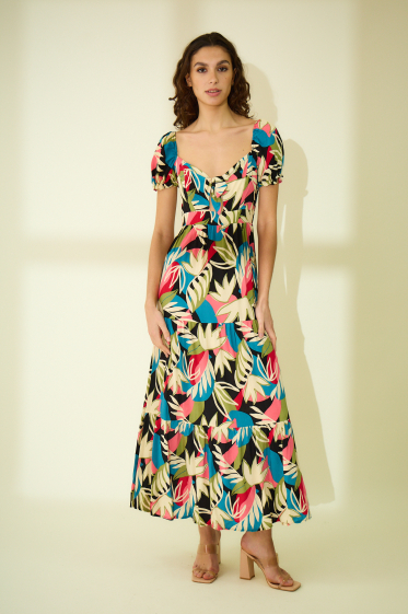 Großhändler Rosa Fashion - Bedrucktes Kleid