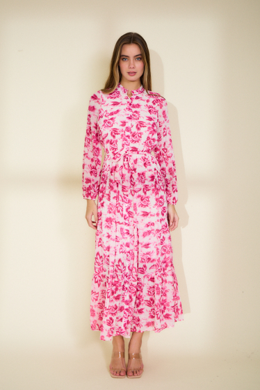 Grossiste Rosa Fashion - Robe Long Imprimée Chic