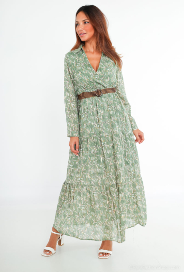 Wholesaler Rosa Fashion - Long printed wrap dress with belt