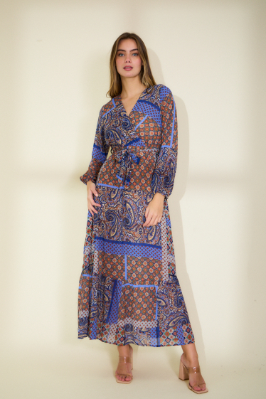 Wholesaler Rosa Fashion - Long printed wrap dress