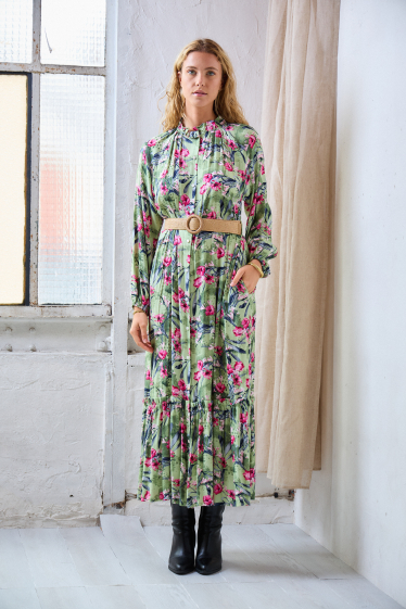 Wholesaler Rosa Fashion - Long printed dress with flowers