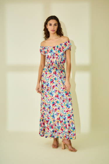 Wholesaler Rosa Fashion - Long printed dress with flowers