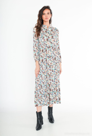 Großhändler Rosa Fashion - Schickes bedrucktes langes Kleid
