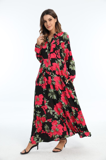 Mayorista Rosa Fashion - Vestido largo estampado floral