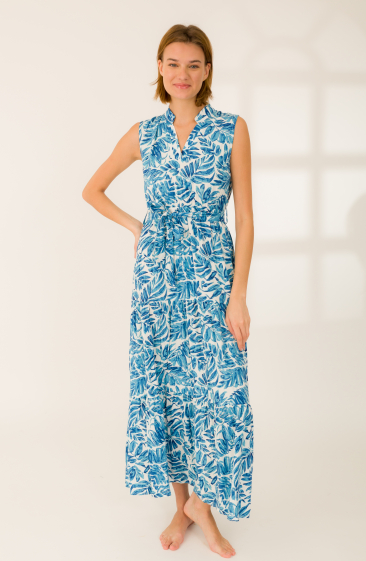 Wholesaler Rosa Fashion - Long printed sleeveless dress