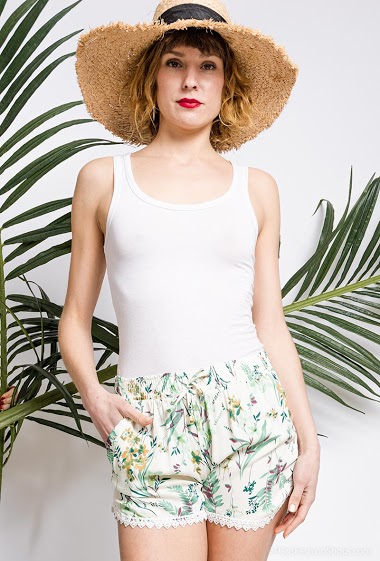 Großhändler Rosa Fashion - Fließende Shorts mit Blumenprint