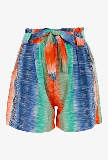 Mayorista Rosa Fashion - High-waisted straight shorts with fancy stripes pattern