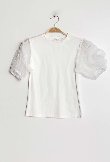 Großhändler Rosa Fashion - T-Shirt mit Puffärmeln
