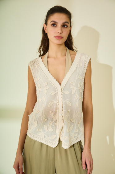 Wholesaler Rosa Fashion - Linen and embroidery top