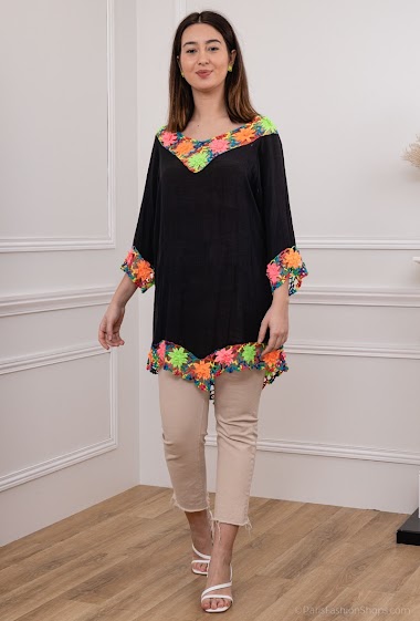 Mayorista Rosa Fashion - Túnica con croché