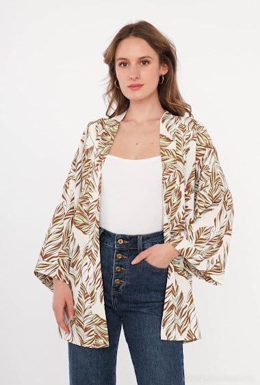Wholesaler Rosa Fashion - Printed haori coat with leaves