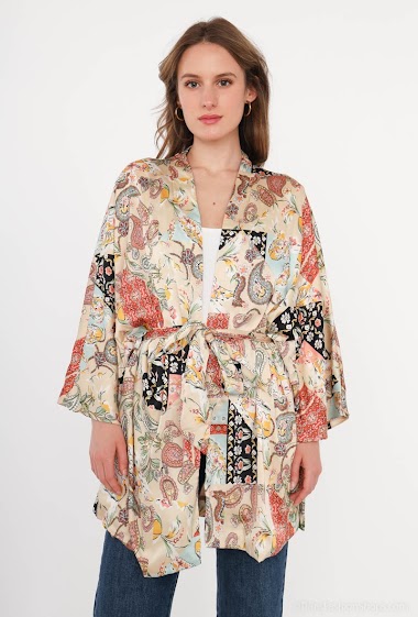 Großhändler Rosa Fashion - Haori-Jacke mit Paisley-Print