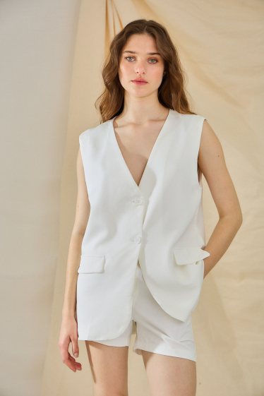 Wholesaler Rosa Fashion - Plain sleeveless jacket