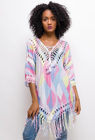 Colorful tunic with crochet
