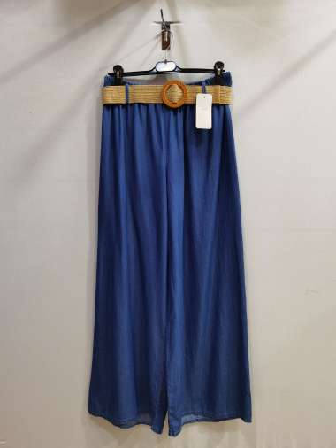 Grossiste ROSEMARY COLLECTION - Pantalon imprimé jean à pattes larges. Taille unique 42/44