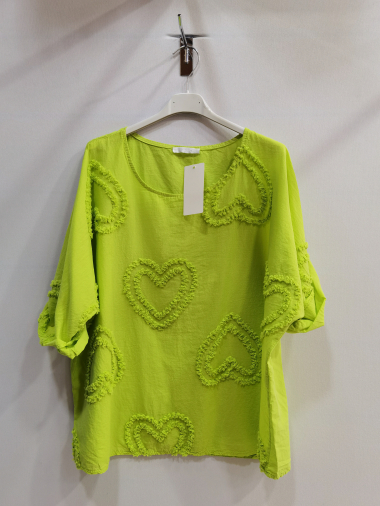 Wholesaler ROSEMARY COLLECTION - 3/4 sleeve sweater with 3D hearts. One size 42/44