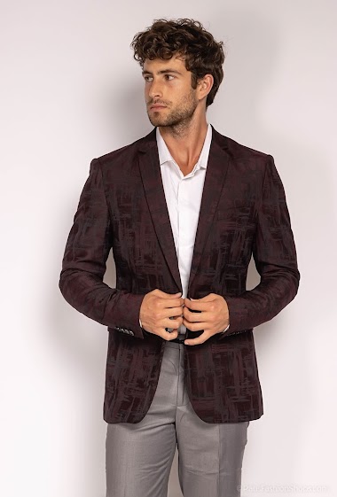 Wholesaler ROSS CARRA - Maze Burgundy Patterned Slim Fit Jacket