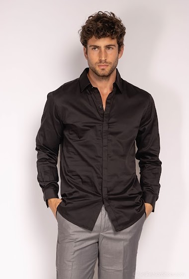 Wholesaler ROSS CARRA - Black Slim Fit Stretch Shirt