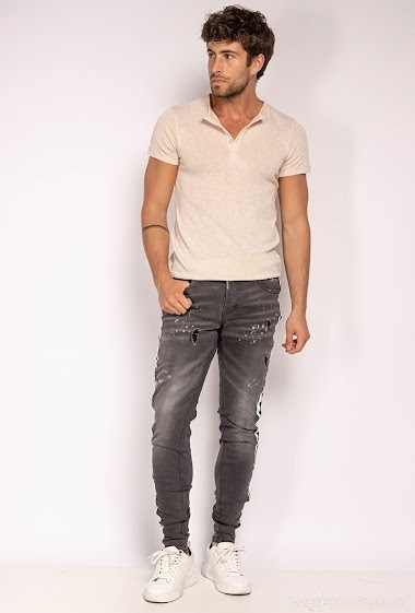 Wholesaler ROSS CARRA - Double White Jeans Dark gray