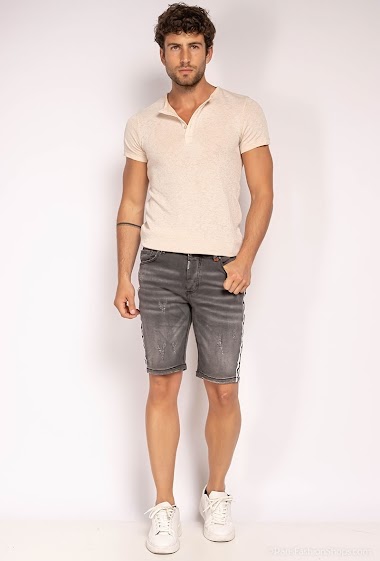 Wholesaler ROSS CARRA - Double White Denim Shorts Dark Gray