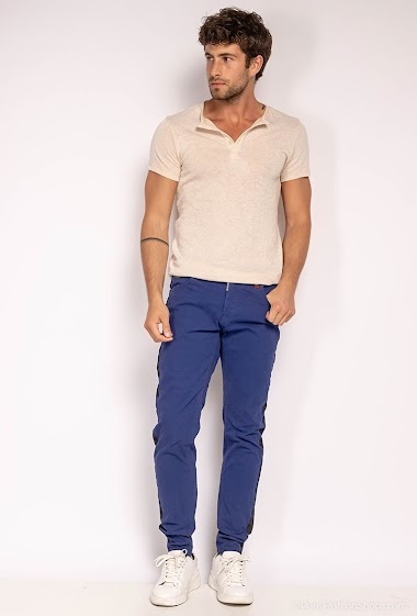 Wholesaler ROSS CARRA - Skinny Blue Jeans With Black Stripe