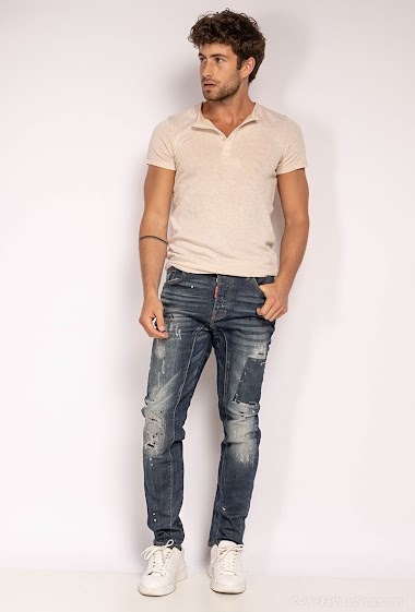Großhändler ROSS CARRA - Dsigual schmal geschnittene, blaue Stretch-Jeans