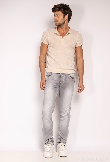 Großhändler ROSS CARRA - Hellgraue Jeans mit geradem Bein
