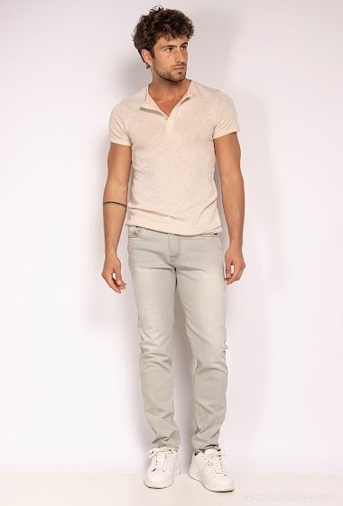 Großhändler ROSS CARRA - Einfache, gerade, schmale, hellgraue Jeans
