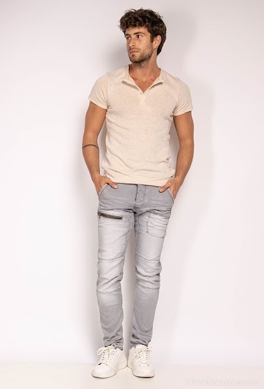 Wholesaler ROSS CARRA - Slim Fit Worked Gray Jeans