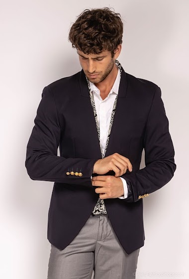 Slim Fit Formal Jacket with Detachable Collar