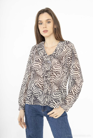 Wholesaler Rosy Days - Zebra print ruffled blouse