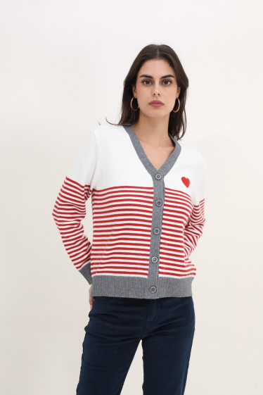 Wholesaler Rosy Days - Sailor cardigan with heart pattern