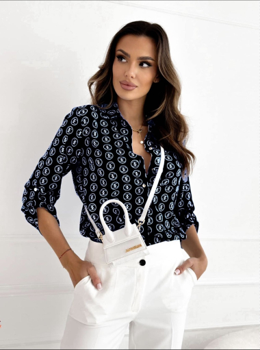 Wholesaler Rosy Days - Heart-print shirt with roll-up sleeves