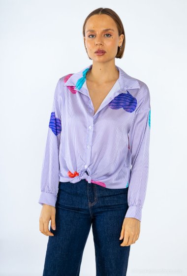 Wholesaler Rosy Days - Striped satin shirt with heart print