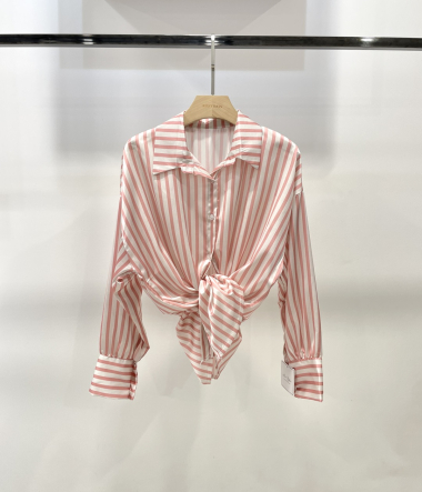 Wholesaler Rosy Days - Chic striped satin shirt