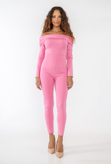 Wholesaler Rosy Days - Bardot Neck Bodycon Jumpsuit