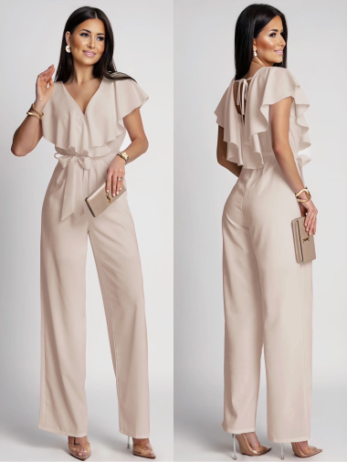 Wholesaler Rosy Days - Trouser jumpsuit with ruffled collar and sleeves