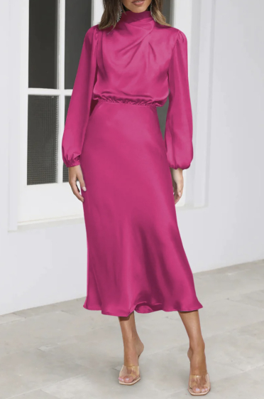 Wholesaler Rosy Days - Satin blouse and skirt set