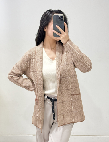 Wholesaler Rosy Days - Short striped knit cardigan