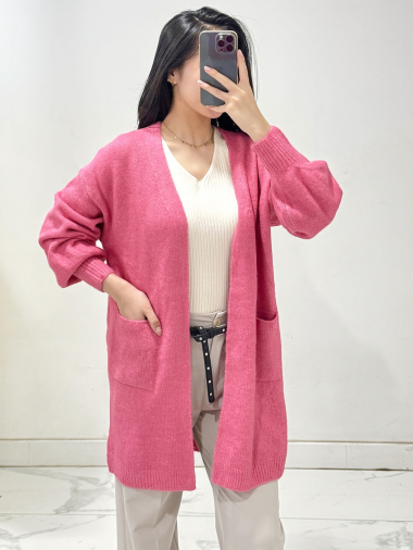 Wholesaler Rosy Days - Knitted cardigan with puff sleeves