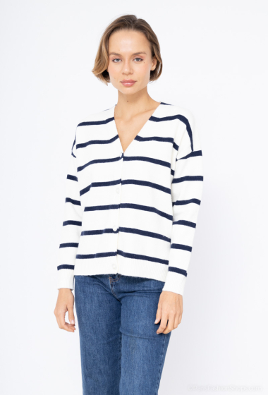 Wholesaler Rosy Days - Striped buttoned knit cardigan