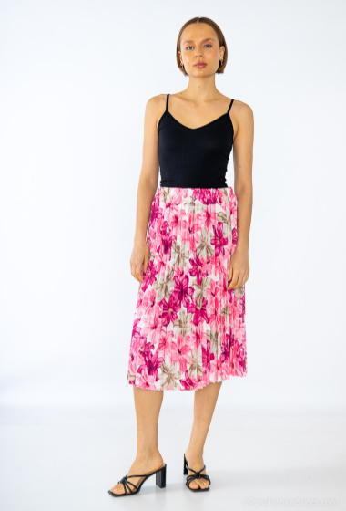 Wholesaler Rosy Days - Pleated floral print midi skirt