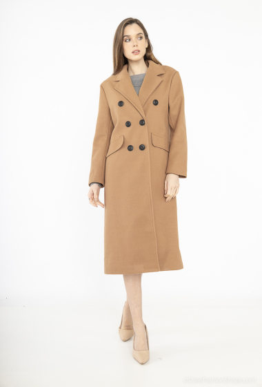 Wholesaler Rosy Days - Long lined coat with decorative buttons and pockets