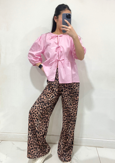 Wholesaler Rosy Days - Leopard print straight wide pants