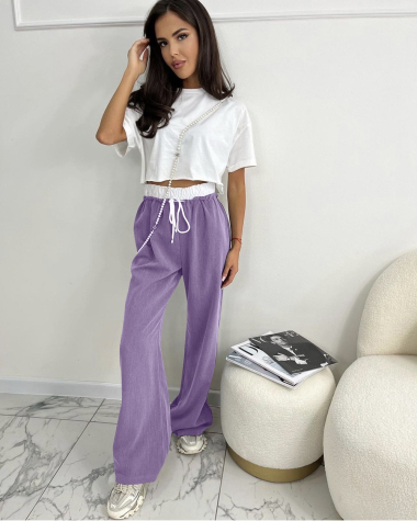 Wholesaler Rosy Days - Two-tone flowing pants