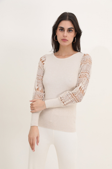Wholesaler Rosy Days - Lace sleeve sweater