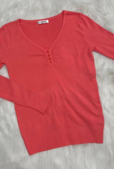 Mayorista Rosy Days - Basic pullover with button on neck